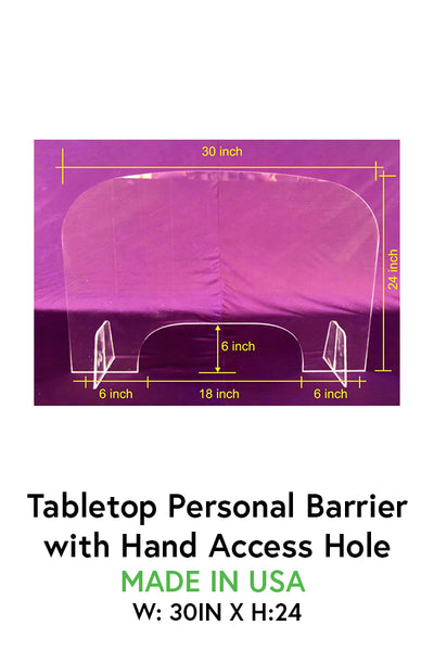 Client Tabletop Personal Barrier with Hand Access Hole - MADE IN USA - AVAILABLE NOW