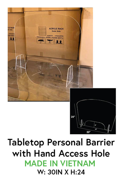 Client Tabletop Personal Barrier with Hand Access Hole - MADE IN VIETNAM - PRE ORDER NOW